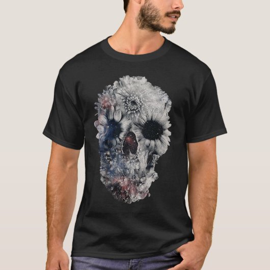 Face Floral Skull Skeleton Halloween Costume T-shirt (Voorkant)