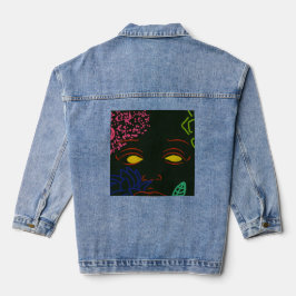 Face Flower Denim Jas Jacket