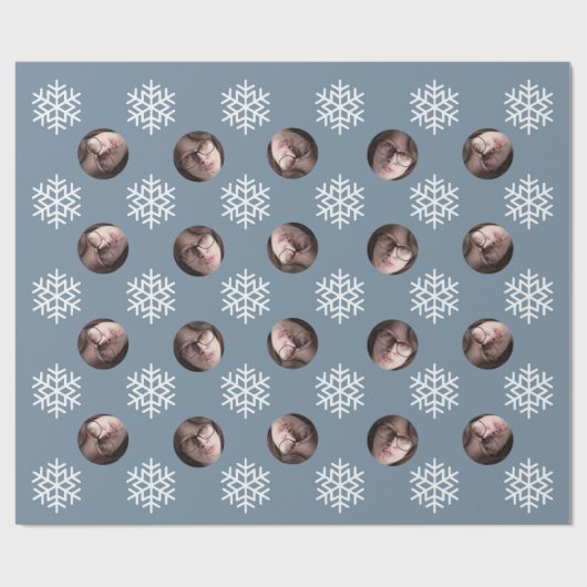 Face Foto Blue Snowflake Fun Humor Kerstmis Cadeaupapier (Vlak)