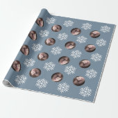 Face Foto Blue Snowflake Fun Humor Kerstmis Cadeaupapier (Uitgerold)