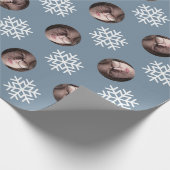 Face Foto Blue Snowflake Fun Humor Kerstmis Cadeaupapier (Hoek)