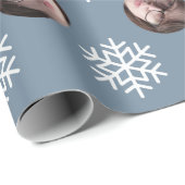 Face Foto Blue Snowflake Fun Humor Kerstmis Cadeaupapier (Rol Hoek)