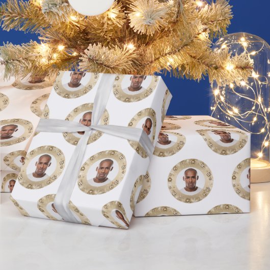 Face Gold Wreath Christmas Wrapping Paper Cadeaupapier (Feestdagen)