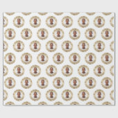 Face Gold Wreath Christmas Wrapping Paper Cadeaupapier (Vlak)
