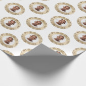 Face Gold Wreath Christmas Wrapping Paper Cadeaupapier (Hoek)