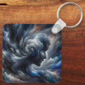 face in clouds Surreal Fantasy Art Sleutelhanger (Achterkant)