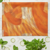 Face in Orange Artsy Abstract Kitchen Towel Theedoek (Gevouwen)