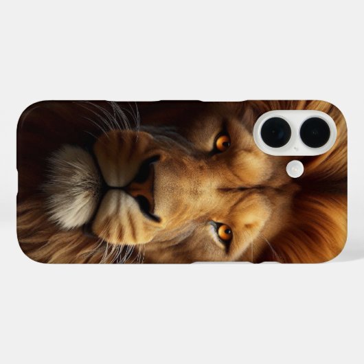 Face lion iPhone 16 case (Achterkant (horizontaal))