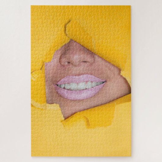 Face Lips Smile Yellow Legpuzzel (Verticaal)