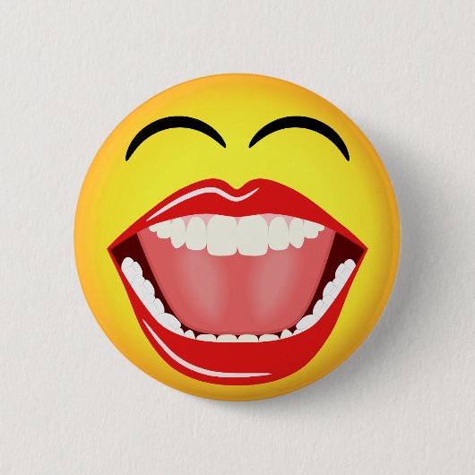 Face LOL Yellow Funny Custom Round Button (Voorkant)