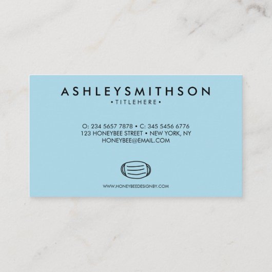 Face Mask Designer Blue Visitekaartje (Achterkant)