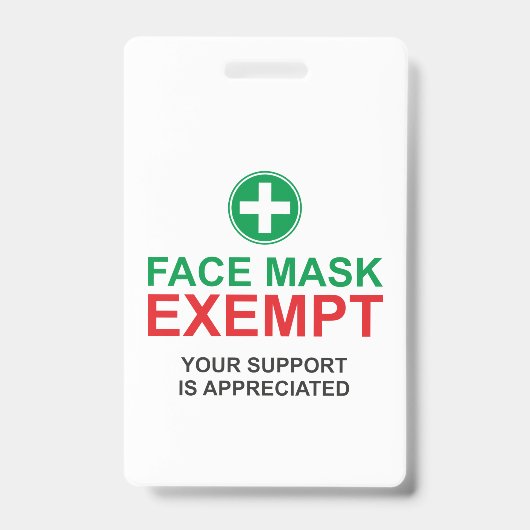 Face Mask Exempt Badge (Voorzijde)