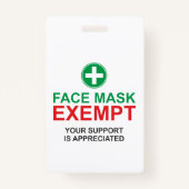 Face Mask Exempt Badge (Voorkant)