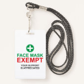 Face Mask Exempt Badge (Achterkant met draagriem)