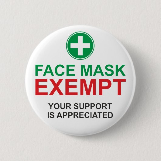 Face Mask Exempt Ronde Button 5,7 Cm (Voorkant)