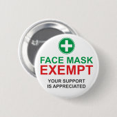 Face Mask Exempt Ronde Button 5,7 Cm (Voorkant /achterkant)