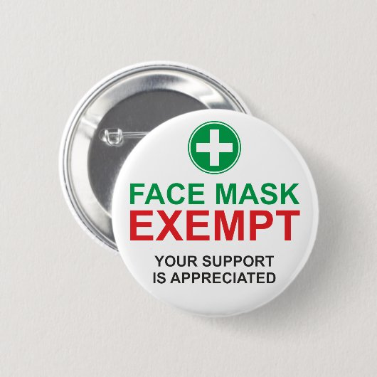 Face Mask Exempt Ronde Button 5,7 Cm (Voorkant /achterkant)