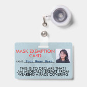 Face Mask Exemption Card ID Badge (Front with Retractable)