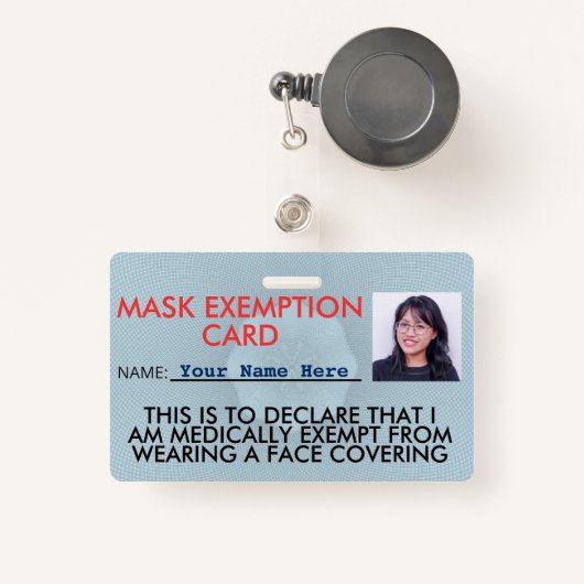 Face Mask Exemption Card ID Badge (Voorkant met intrekbare)