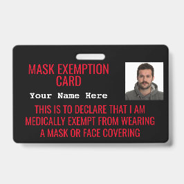 Face Mask Exemption Card ID Badge