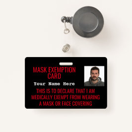 Face Mask Exemption Card ID Badge