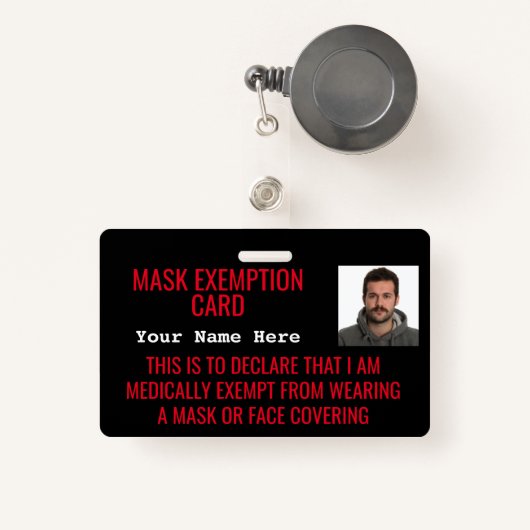 Face Mask Exemption Card ID Badge (Voorkant met intrekbare)