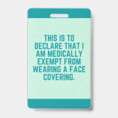 Face Mask Exemption Card ID Badge (Back)