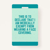 Face Mask Exemption Card ID Badge (Achterkant)