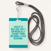 Face Mask Exemption Card ID Badge (Achterkant met draagriem)