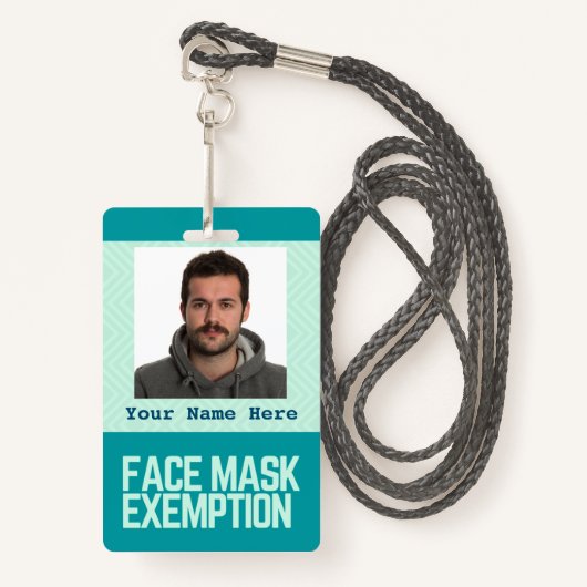 Face Mask Exemption Card ID Badge (Voorkant met draagriem)