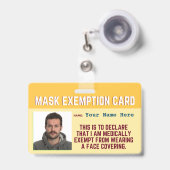 Face Mask Exemption Card ID Badge (Voorkant met intrekbare clip)