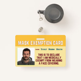 Face Mask Exemption Card ID Badge