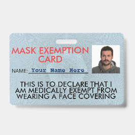 Face Mask Exemption Card ID Badge