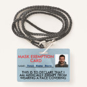 Face Mask Exemption Card ID Badge (Voorkant met draagriem)