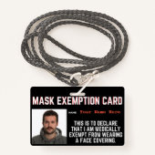 Face Mask Exemption Card ID Badge (Voorkant met draagriem)