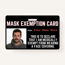 Face Mask Exemption Card ID Badge