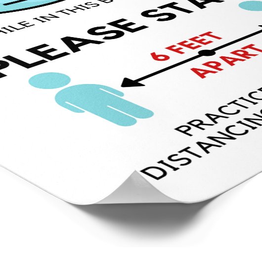 Face Mask Required Poste, Social Distancing Poster (Hoek)