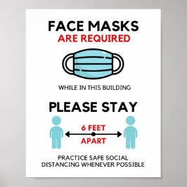 Face Mask Required Poste, Social Distancing Poster