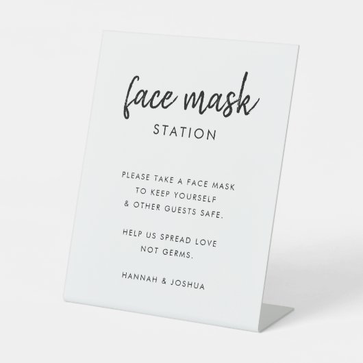 Face Mask Station | Covid-19 Modern Script Wedding Reclamebord Met Voetstuk