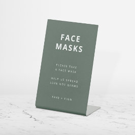 Face Mask Station | Covid Green Scandi Wedding Reclamebord Met Voetstuk