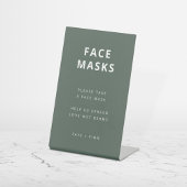 Face Mask Station | Covid Green Scandi Wedding Reclamebord Met Voetstuk