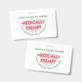 Face Mask White Medicinal Exemption Badge (Voor- en achterkant)