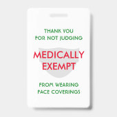 Face Mask White Medicinal Exemption Badge (Achterkant)
