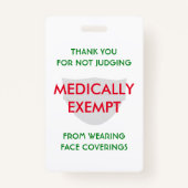 Face Mask White Medicinal Exemption Badge (Achterkant)