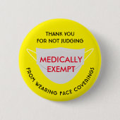 Face Mask Yellow Medicinal Exemption Ronde Button 5,7 Cm (Voorkant)