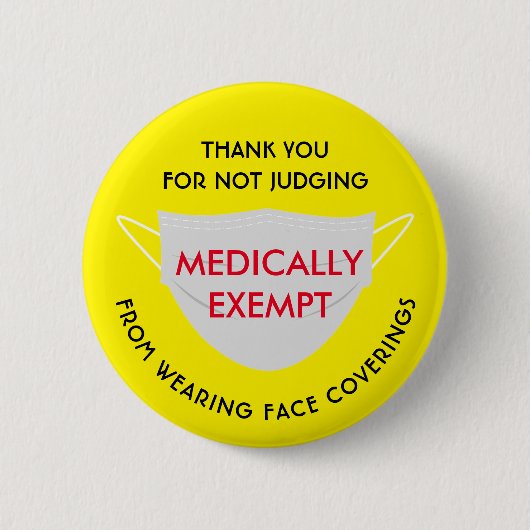 Face Mask Yellow Medicinal Exemption Ronde Button 5,7 Cm (Voorkant)