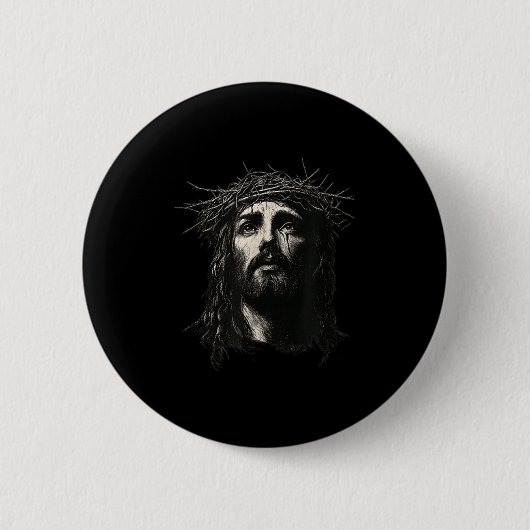 Face Of Jesus Christ Crown Of N Religious Christma Ronde Button 5,7 Cm (Voorkant)