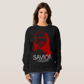 Face of Jesus Savior of the World  Christian Bible Trui (Voorkant volledig)
