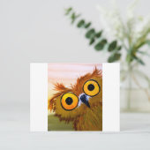 Face owl waterverf-vogelschilderij grappig briefkaart (Staand voorkant)