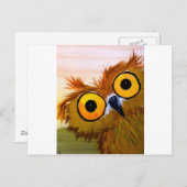 Face owl waterverf-vogelschilderij grappig briefkaart (Voorkant / Achterkant)